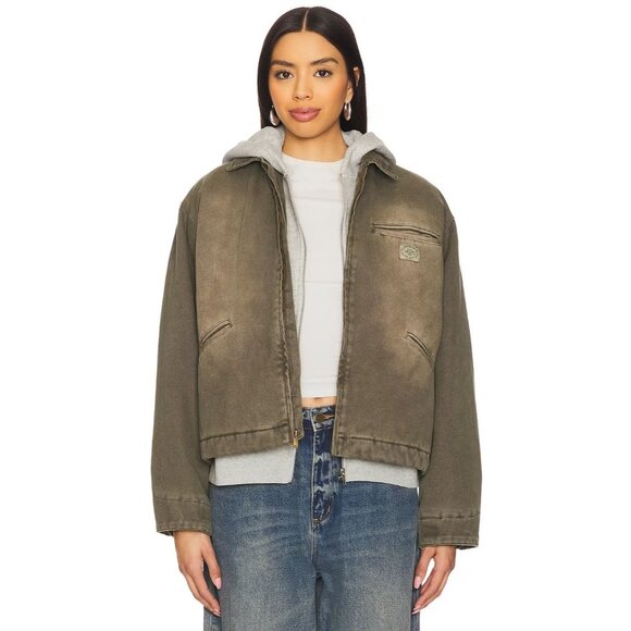 Museum of Peace and Quiet Wordmark Canvas Work Jacket in Forest Small New Unisex - Picture 1 of 12